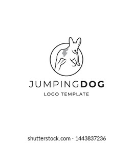 Jumping Dog simple silhouette Logo Template