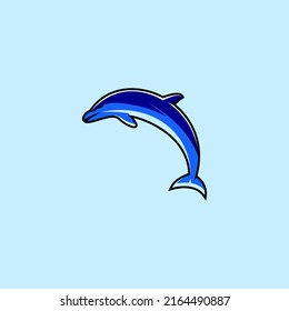 Jumping Dolphin abstract character blue background