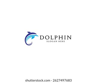 jumping dolphin abstract silhouette logo