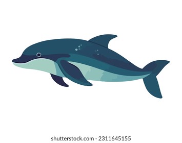Jumping dolphin, cute aquatic mammal icon isolated