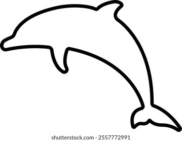 Jumping dolphin fish icon in line. vector for apps or website dolphin leaps over the water art sketch style marine mammal Bottlenose dolphin isolated on transparent background