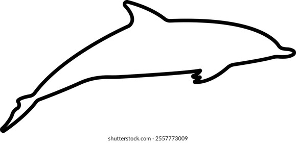 Jumping dolphin fish icon in line. vector for apps or website dolphin leaps over the water art sketch style marine mammal Bottlenose dolphin isolated on transparent background