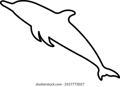 Jumping dolphin fish icon in line. vector for apps or website dolphin leaps over the water art sketch style marine mammal Bottlenose dolphin isolated on transparent background