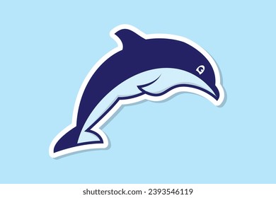 Jumping dolphin Fish sticker design vector illustration. Animal nature icon concept. Dolphin fish cartoon mascot character sticker design logo.