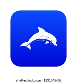 Jumping dolphin icon digital blue for any design isolated on white vector illustration