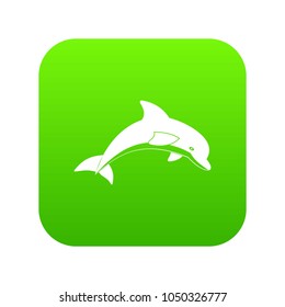 Jumping dolphin icon digital green for any design isolated on white vector illustration