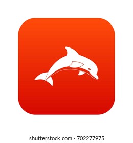 Jumping dolphin icon digital red for any design isolated on white vector illustration