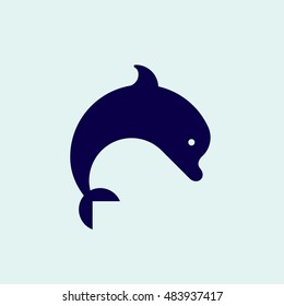jumping Dolphin icon. Graphic for logo, pattern design. Vector illustration