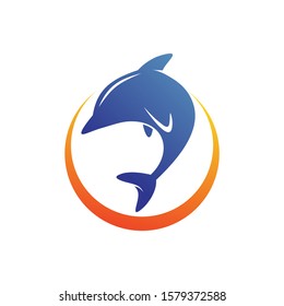 Jumping Dolphin Icon Logo Vector