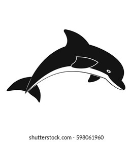 Jumping dolphin icon. Simple illustration of jumping dolphin vector icon for web