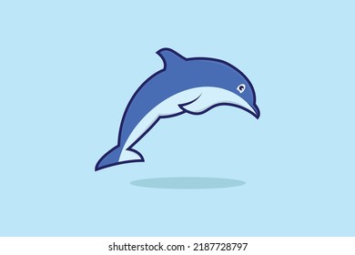 Jumping dolphin oceanarium cartoon vector icon illustration. Cartoon style dolphin vector  for children education.