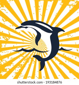 jumping dolphin on a bright summer background vector illustration