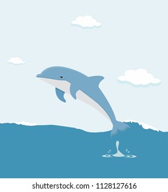 Jumping dolphin in the sea vector