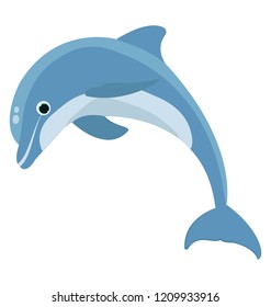 
A jumping dolphin in a sea water 
