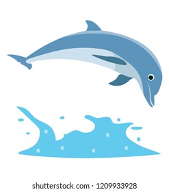 
A jumping dolphin in a sea water 
