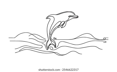 Jumping Dolphin Sea Water Splash Drawing