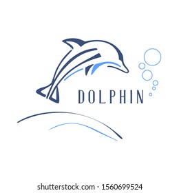 Jumping dolphin silhouette icon shape. Dolphin vector illustration