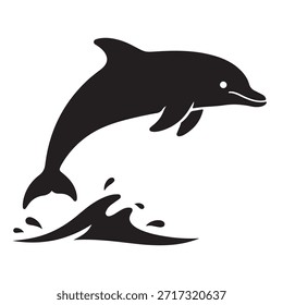 Icono de Vector de logotipo de silueta de delfín saltando