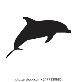 Jumping Dolphin silhouette vector illustration, Sea Animals Mammals Clipart.