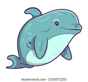 Jumping Delphin, Lächeln und verspieltes Unterwasserspaßsymbol einzeln