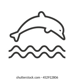 Jumping dolphin vector icon. Summer and travel images for web and mobile apps.