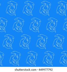 Jumping dolphins seamless pattern vector illustration