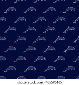 Jumping dolphins, Seamless vector illustration