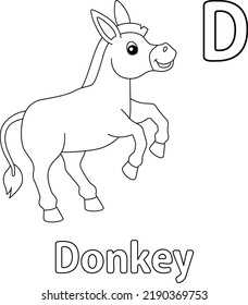 Jumping Donkey Alphabet ABC Coloring Page D