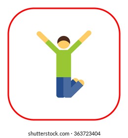 Jumping excited man