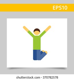 Jumping excited man