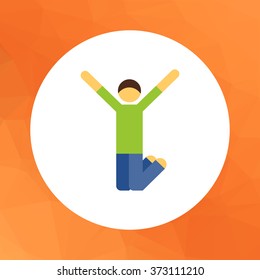 Jumping excited man