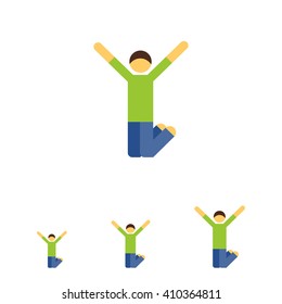 Jumping excited man