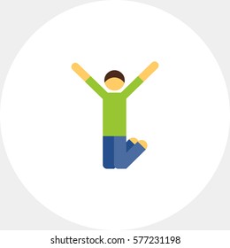 Jumping excited man