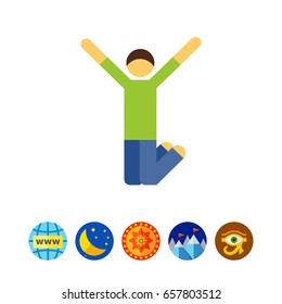 Jumping excited man