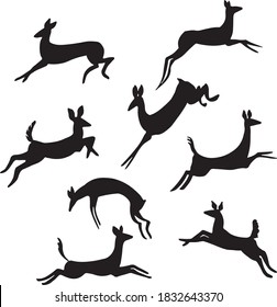 Jumping Female Deer Vector Set