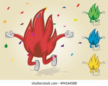 Jumping Fire With Confetti