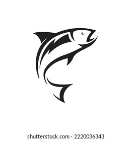 Jumping fish for fishing competition mascot, fishing trophy logo.