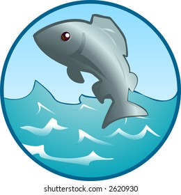 Jumping Fish An illustration of a fish jumping out of the water.