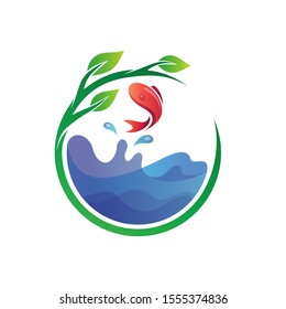 Jumping Fish Logo Design Vector