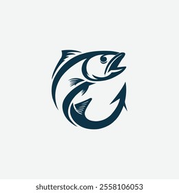 Jumping fish logo icon vector