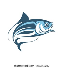 jumping fish logo template vector illustration