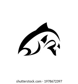 Jumping Fish Out of Water Vector Logo for Fishing Hobby Hunter