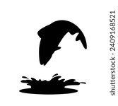 Jumping fish silhouette collection. Black fish vector illustration.