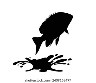 Jumping fish silhouette collection. Black fish vector illustration.