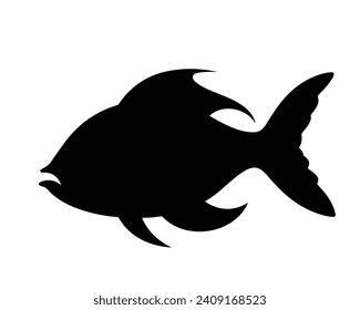 Colección de siluetas de pescado. Ilustración vectorial de peces negros.