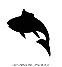 Colección de siluetas de pescado. Ilustración vectorial de peces negros.
