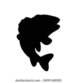 Jumping fish silhouette collection. Black fish vector illustration.
