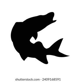 Jumping Fisch Silhouette Sammlung. Schwarzer Fisch, Vektorgrafik.