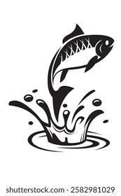 jumping fish and splash isolated on white background