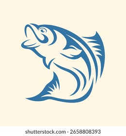 Saltando linhas de vetor de peixe negrito. ilustração de vetor de logotipos de pesca, rótulos de frutos do mar, produtos de estilo de vida ao ar livre, saltar peixe, aquático, arte de linha, isca, ícone da vida selvagem, ícone de linha de pesca negrito. isolado